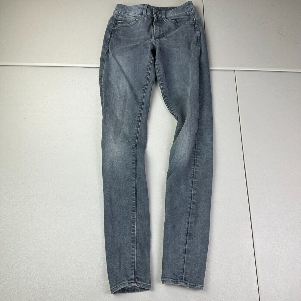 G Star Raw Pants Womens 25 x 32 Blue Elva Tapered Jeans Skinny Motorcycle